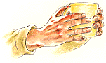 Hands/coffee in pastel & pencil