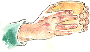 Hands/coffee in watercolor