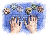 Keyboard, pastel & color pencil