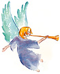 Trumpet Angel: Watercolor